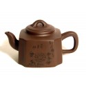 Yixing / Purple Clay Teapot - Etched Rose
