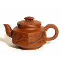 Yixing / Purple Clay Teapot - Etched Bird