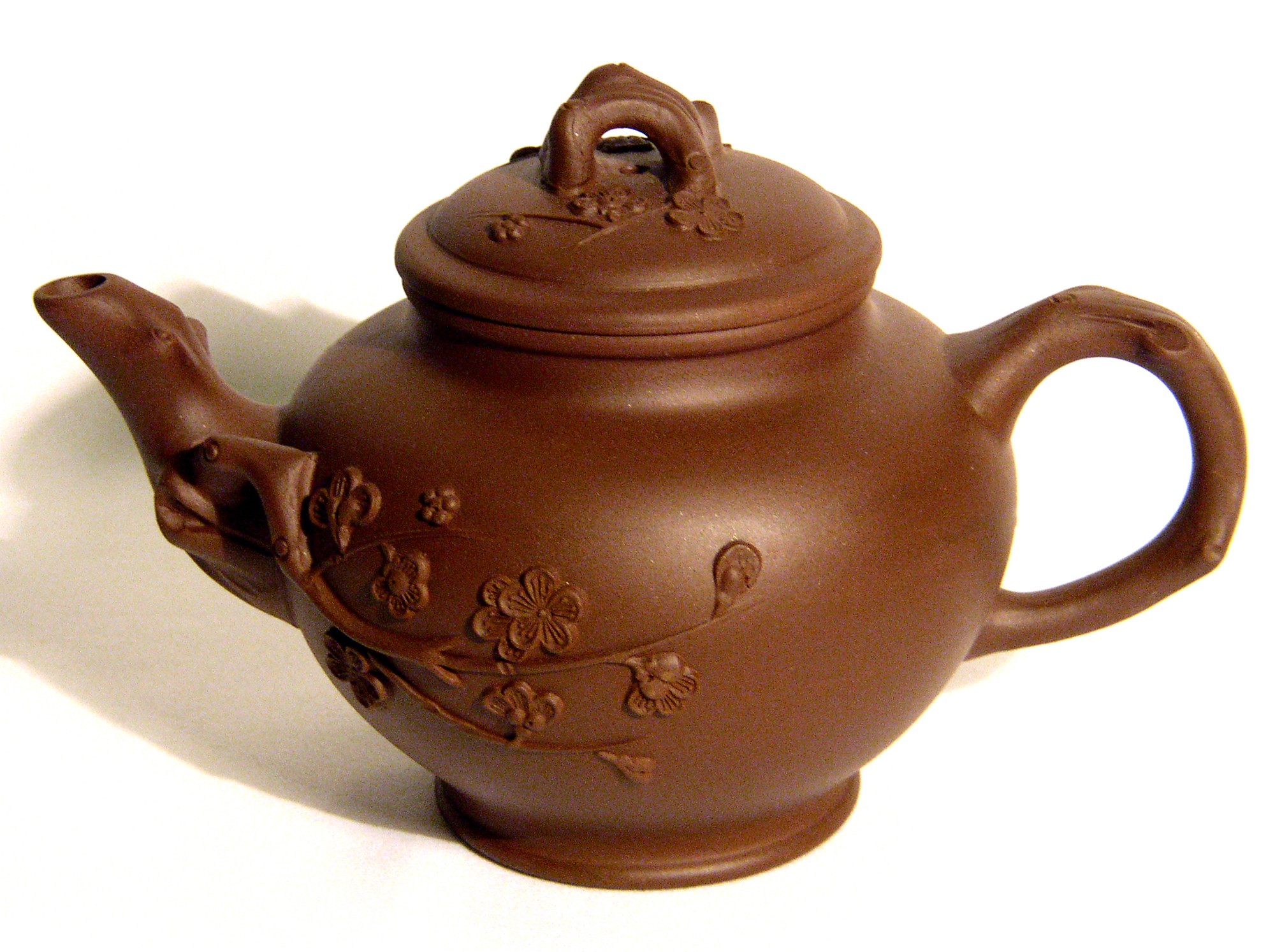 Yixing / Purple Clay Teapot - Brown Blossoms